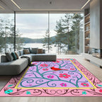 Whimsical Red Cardinal Floral Vine Rug