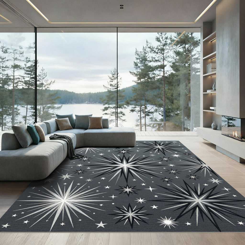 Mid Century Starburst Galaxy Scatter Rug