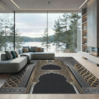 Ornate Silver and Gold Archway Rug