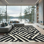 Monochromatic Labyrinth Illusion Rug