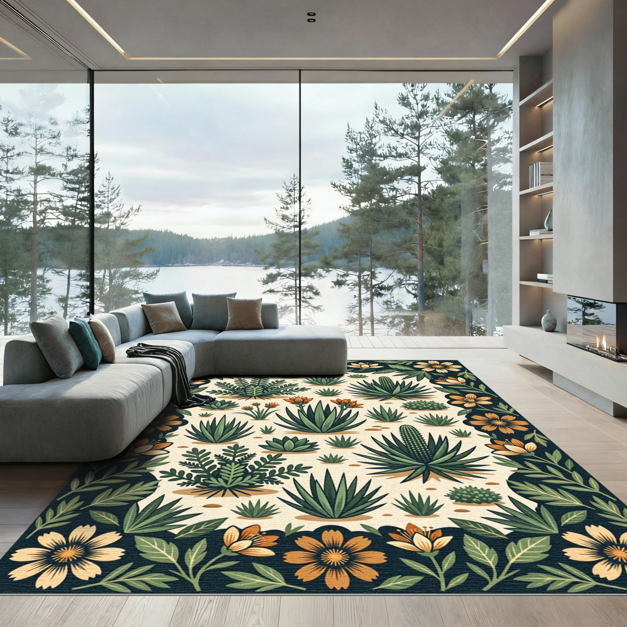 Succulent Botanical Forest Earthy Rug