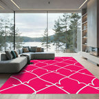 Bright Pink White Interlocking Arches Rug