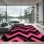 Bold Hot Pink Abstract Zigzag Rug