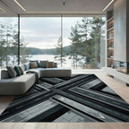 Monochrome Urban Intersection Abstract Roadway Rug