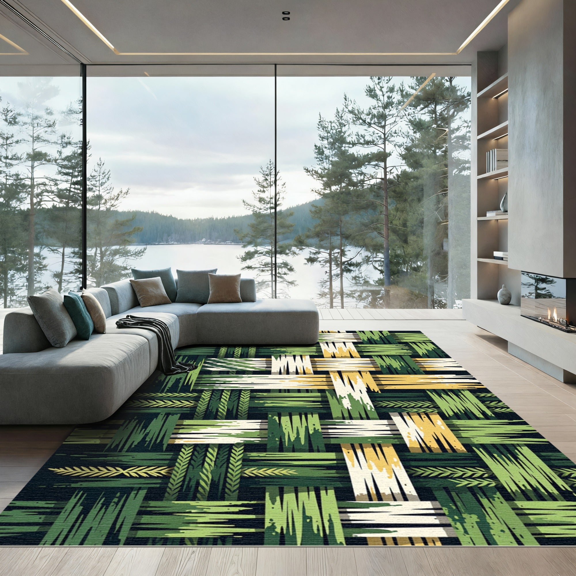 Woven Fern Leaf Stripe Rug