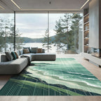 Coastal Sage Green Serene Seascape Landscape Rug
