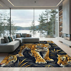 Ethereal Gold Tiger Jungle Silhouette Rug