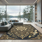 Gilded Golden Floral Mandala Rug