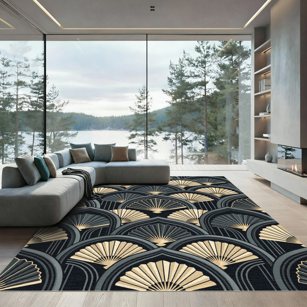 Gold Fan Archway Art Deco Rug