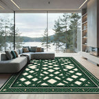 Emerald Interwoven Geometric Lattice Rug