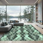 Teal Geometric Diamond Interlocking Pattern Rug