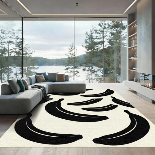 Black Cream Banana Fruit Arrangement Rug