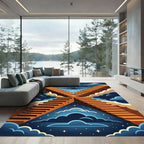 Geometric Celestial Stairway Twilight Art Rug