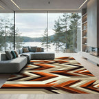 Geometric Orange Chevron Array Rug