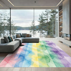 Watercolor Rainbow Vertical Gradated Stripe Rug