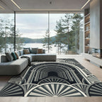 Monochromatic Archway Fan Motif Rug