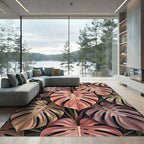 Dusty Rose Monstera Leaf Mosaic Rug