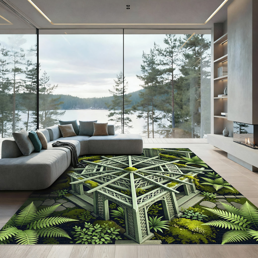 Mossy Trellis Garden Pavillion Perspective Rug