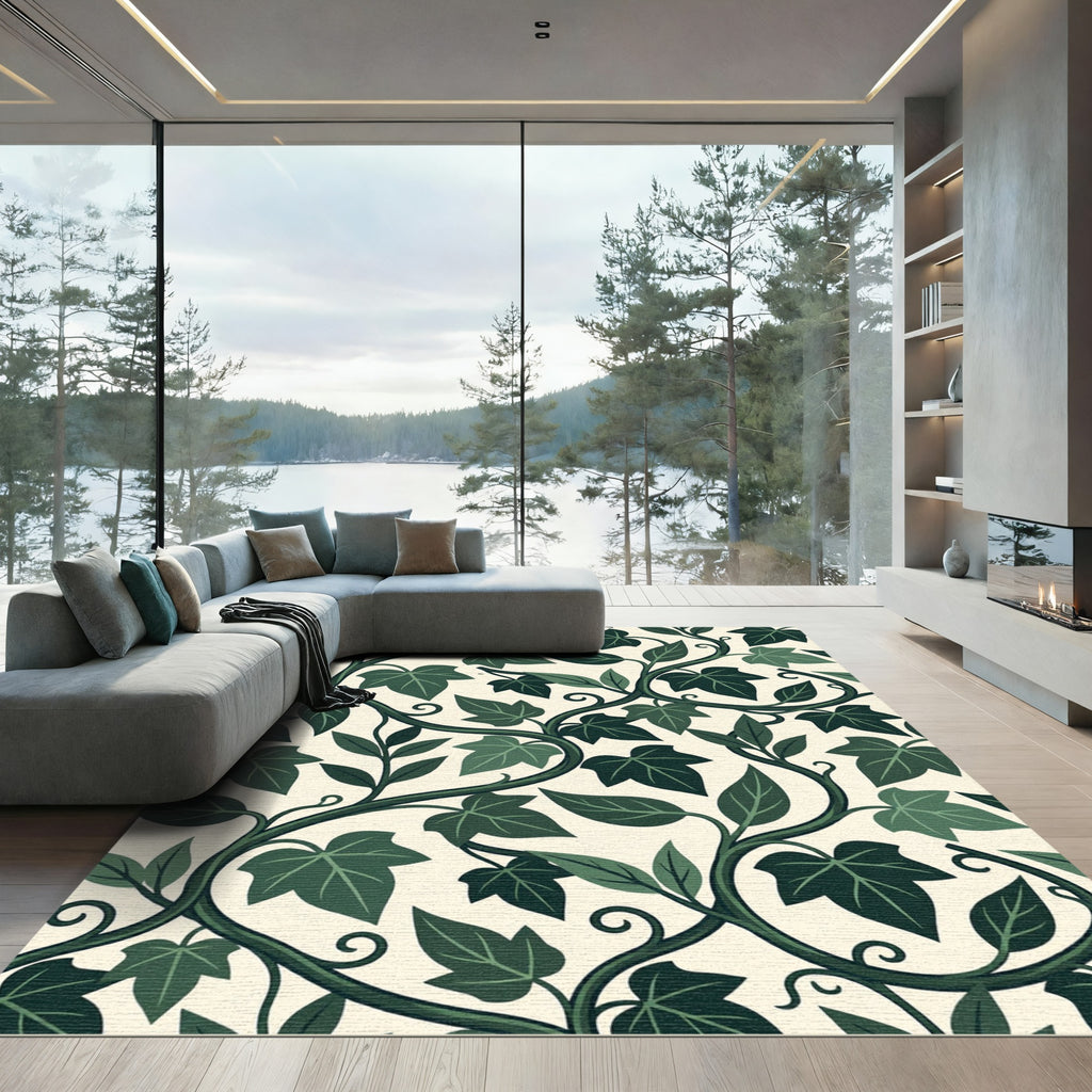 Deep Green Climbing Vine Foliage Rug