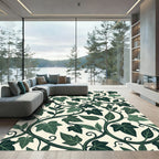 Deep Green Climbing Vine Foliage Rug