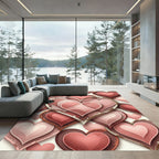 Vintage Distressed Layered Hearts Blush Rug