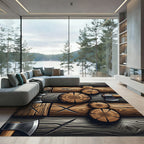 Rustic Wood Log Axe Composition Rug