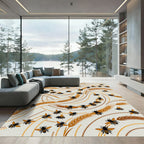 Golden Honey Bee Wheat Swirls Rug