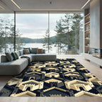 Isometric Monochrome Castle Geometric Grid Rug