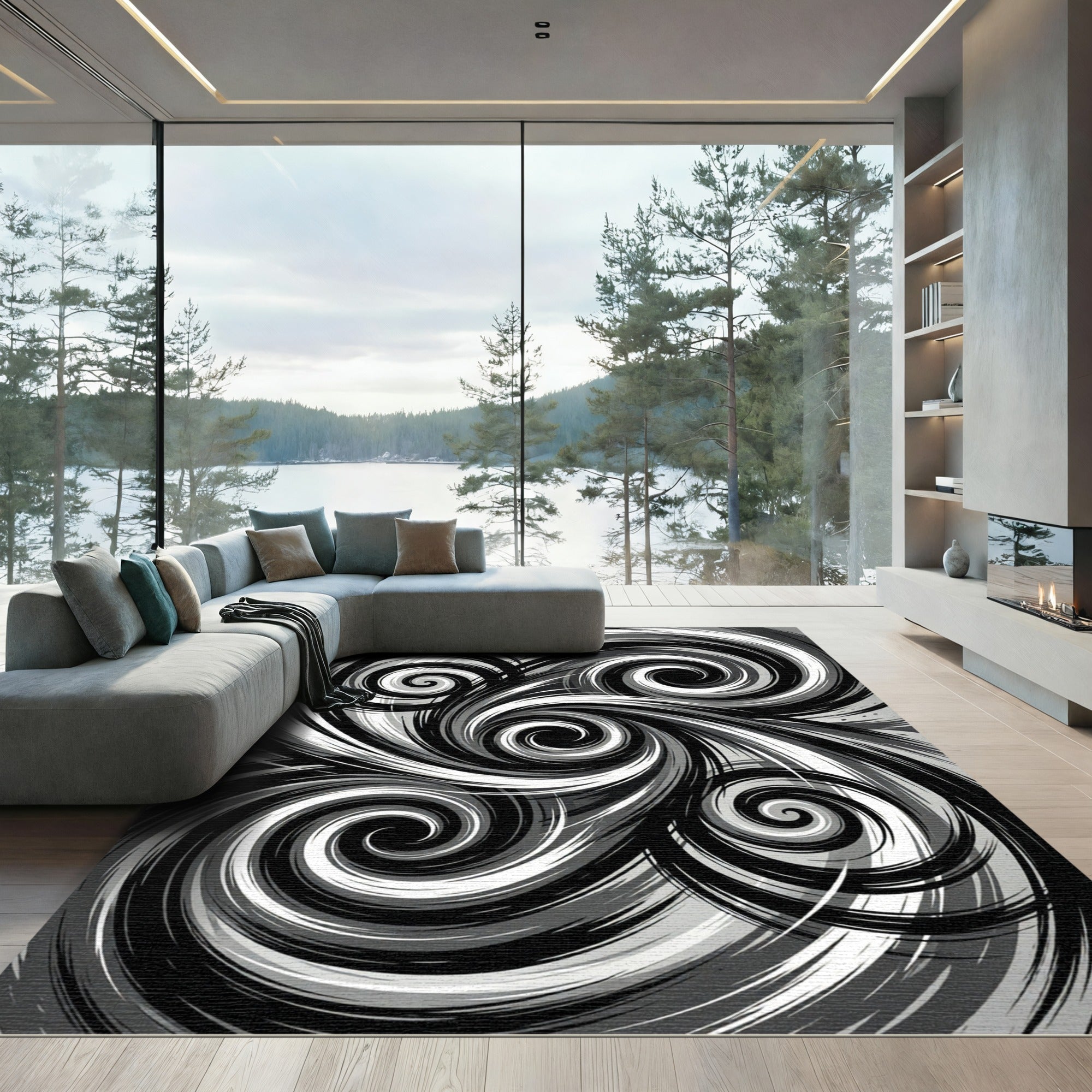 Monochromatic Swirl Vorticer Rug
