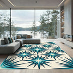 Teal Starburst Geometric Pattern Rug