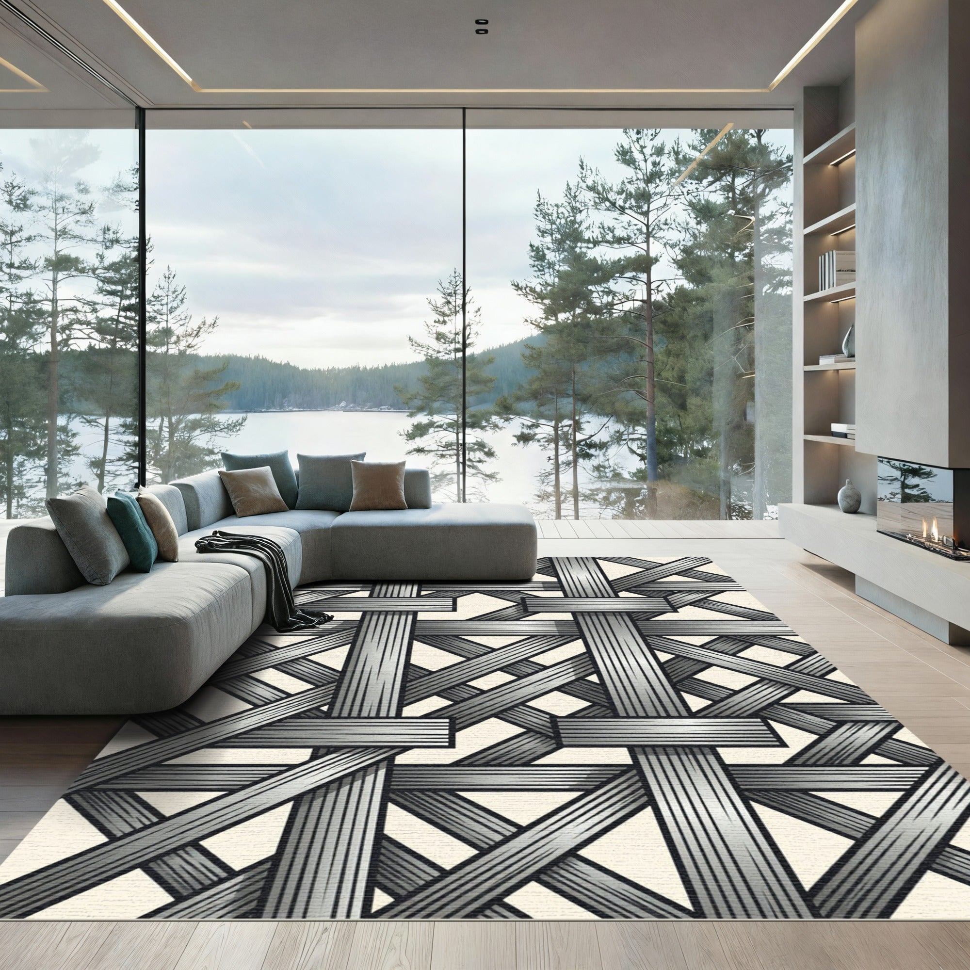 Monochromatic Woven Lattice Intertwine Rug