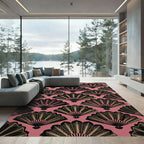Art Deco Fan Gold Pink Rug