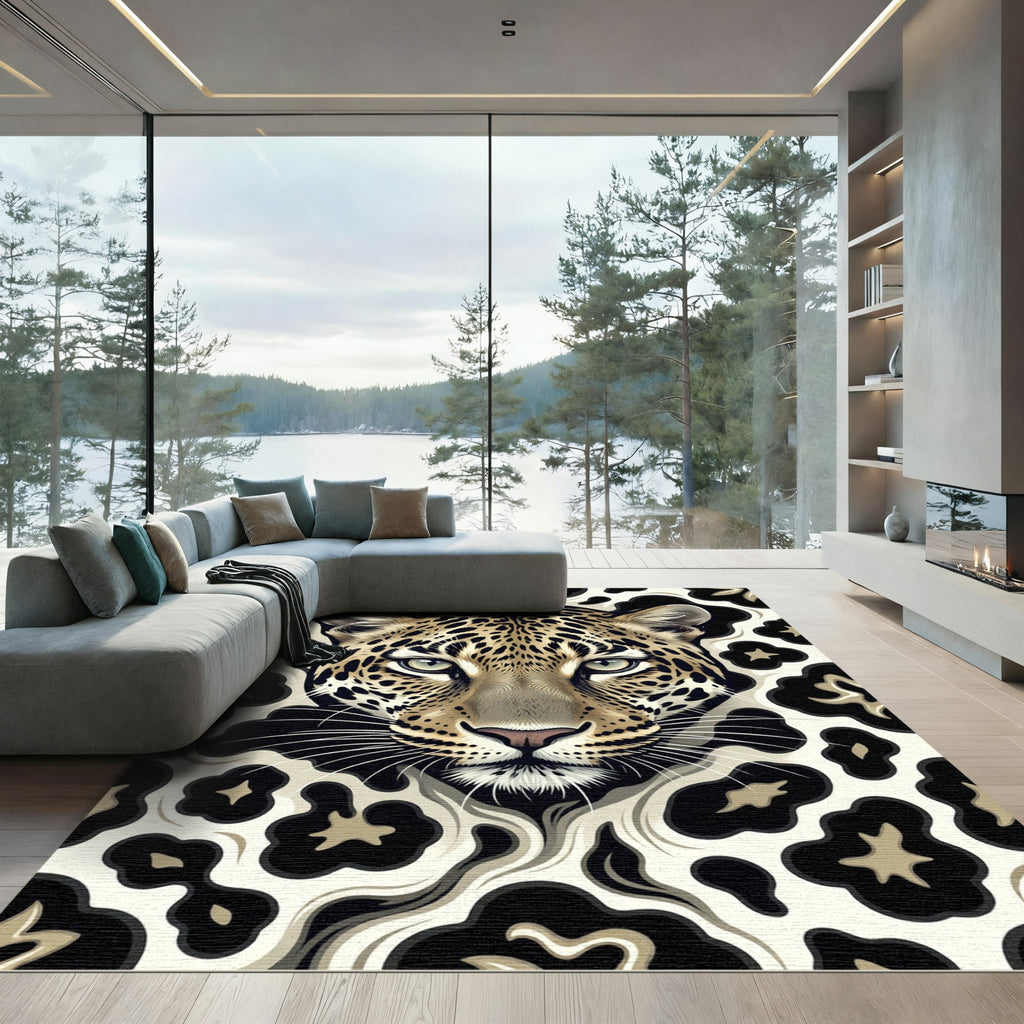 Majestic Leopard Spots Abstract Collage Rug