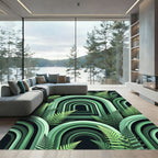 Layered Green Arch Fern Garden Rug