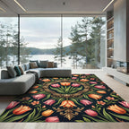 Sophisticated Peach and Pink Tulip Medallion Rug