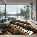 Brown Wood Grain Herringbone Rug