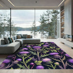 Vibrant Purple Thistle Botanical Garden Rug