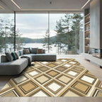 Modern Earth Tone Geometric Diamond Rug