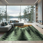 Mountain Forest Evergreen Scenic Landscape Rug