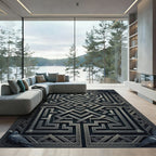 Dark Silver Maze Raven Court Rug