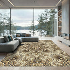 Sepia Golden Floral Damask Rug