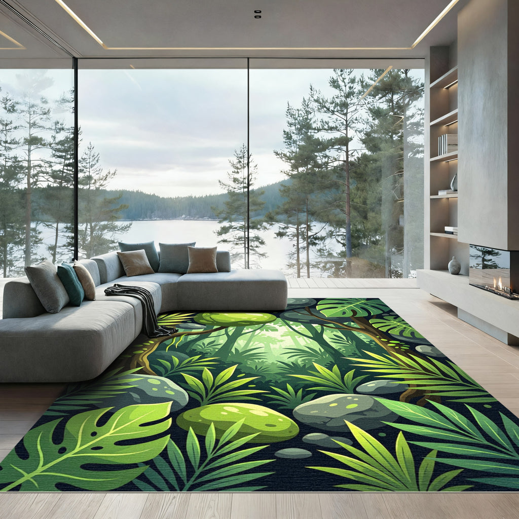 Verdant Jungle Canopy Scene Rug