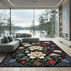 Ethereal Lotus Floral Phoenix Art Rug