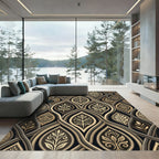 Sophisticated Gold Leaf Weave Art Rug