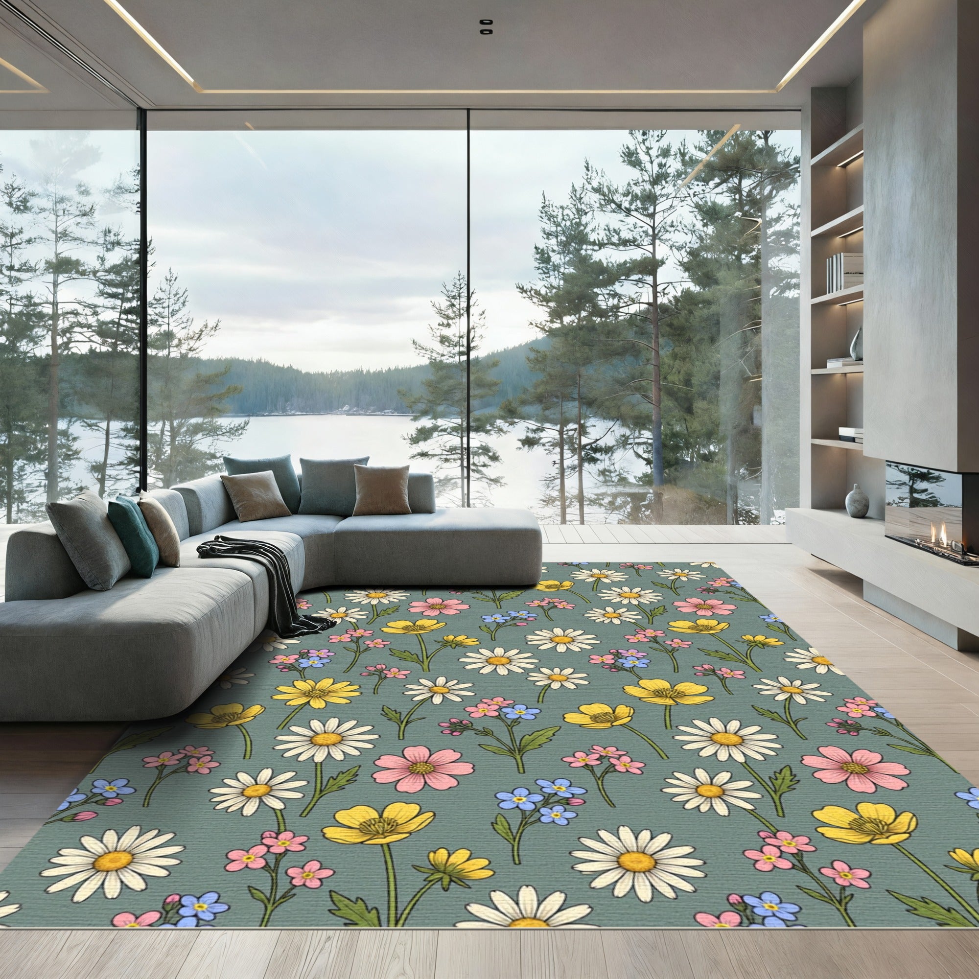 Whimsical Meadow Floral Variety Rug