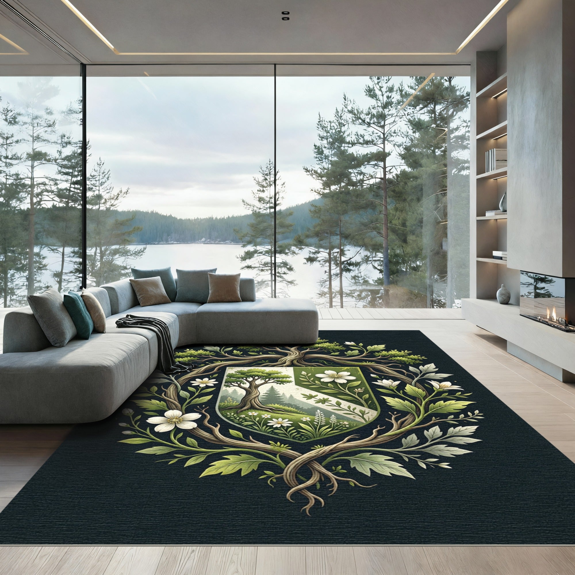 Enchanted Forest Heraldic Shield Rug