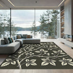 Black and Cream Bramble Botanical Rug