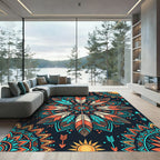 Bright Feathered Sun Mandala Rug