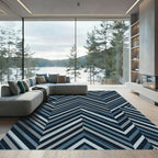 Contemporary Blue Chevron Arrow Rug