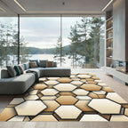 Earthy Tones Hexagonal Grid Rug